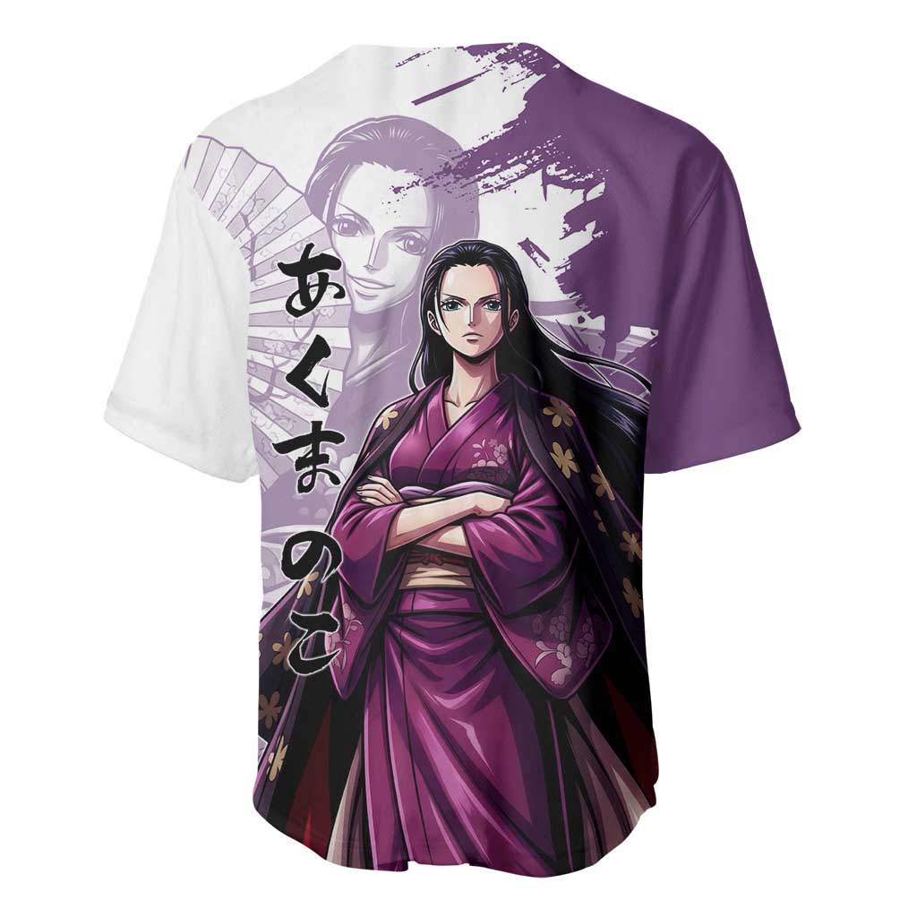 Nico Robin in Wano Kimono Elegance Baseball Jersey Demon Child in Regal Purple - One Piece Wano Style