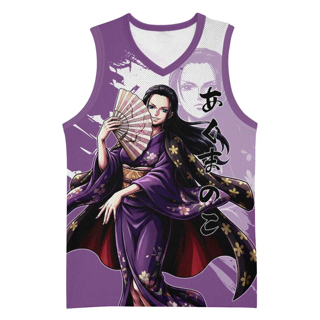 Nico Robin in Wano Kimono Elegance Basketball Jersey Demon Child in Regal Purple - One Piece Wano Style