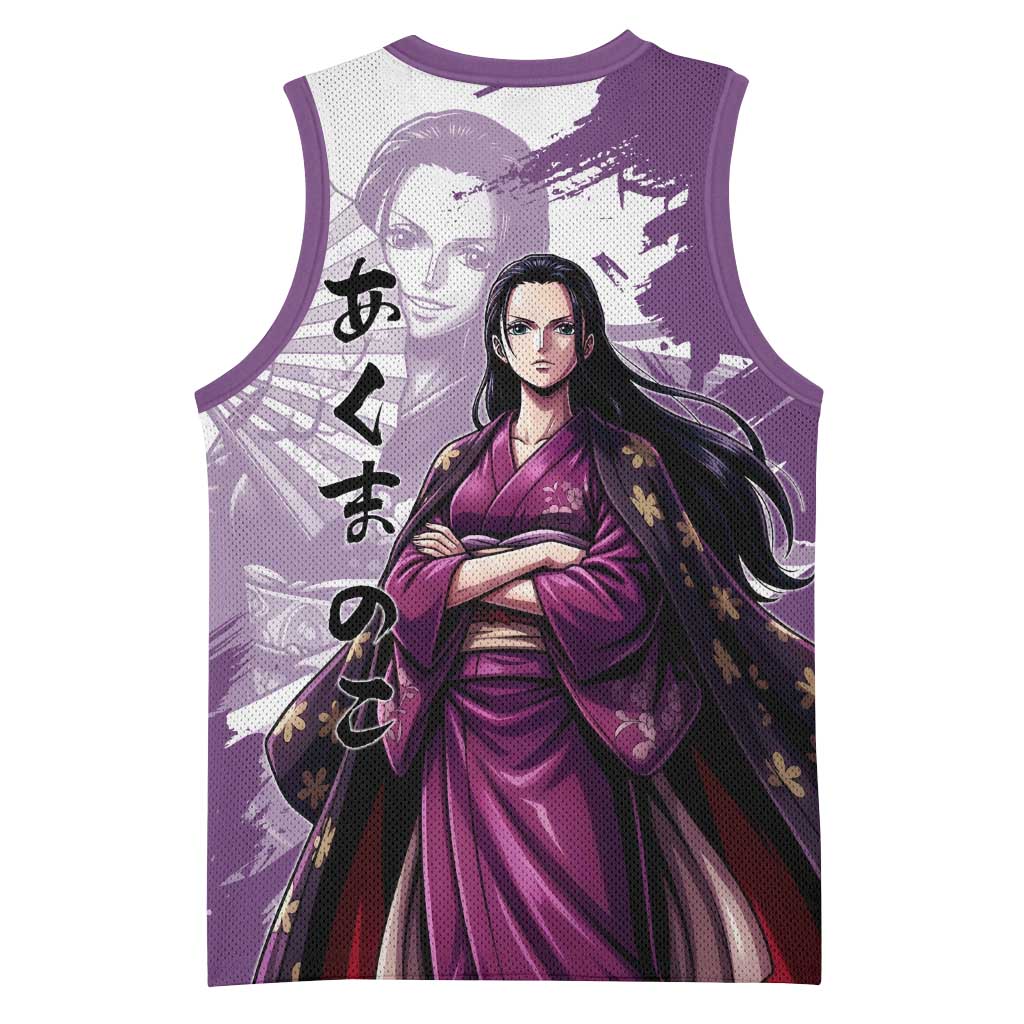 Nico Robin in Wano Kimono Elegance Basketball Jersey Demon Child in Regal Purple - One Piece Wano Style