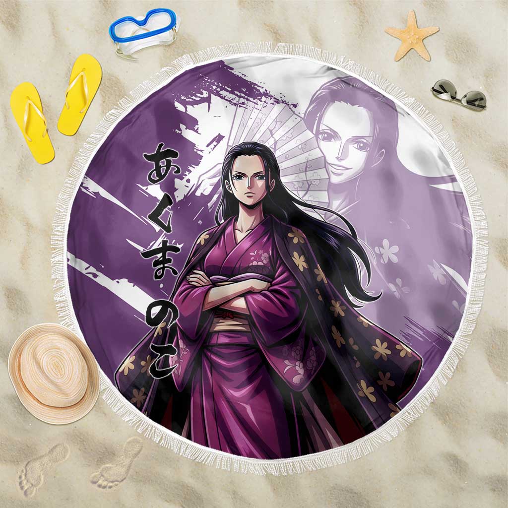 Nico Robin in Wano Kimono Elegance Beach Blanket Demon Child in Regal Purple - One Piece Wano Style
