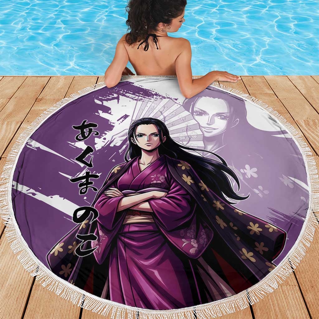 Nico Robin in Wano Kimono Elegance Beach Blanket Demon Child in Regal Purple - One Piece Wano Style