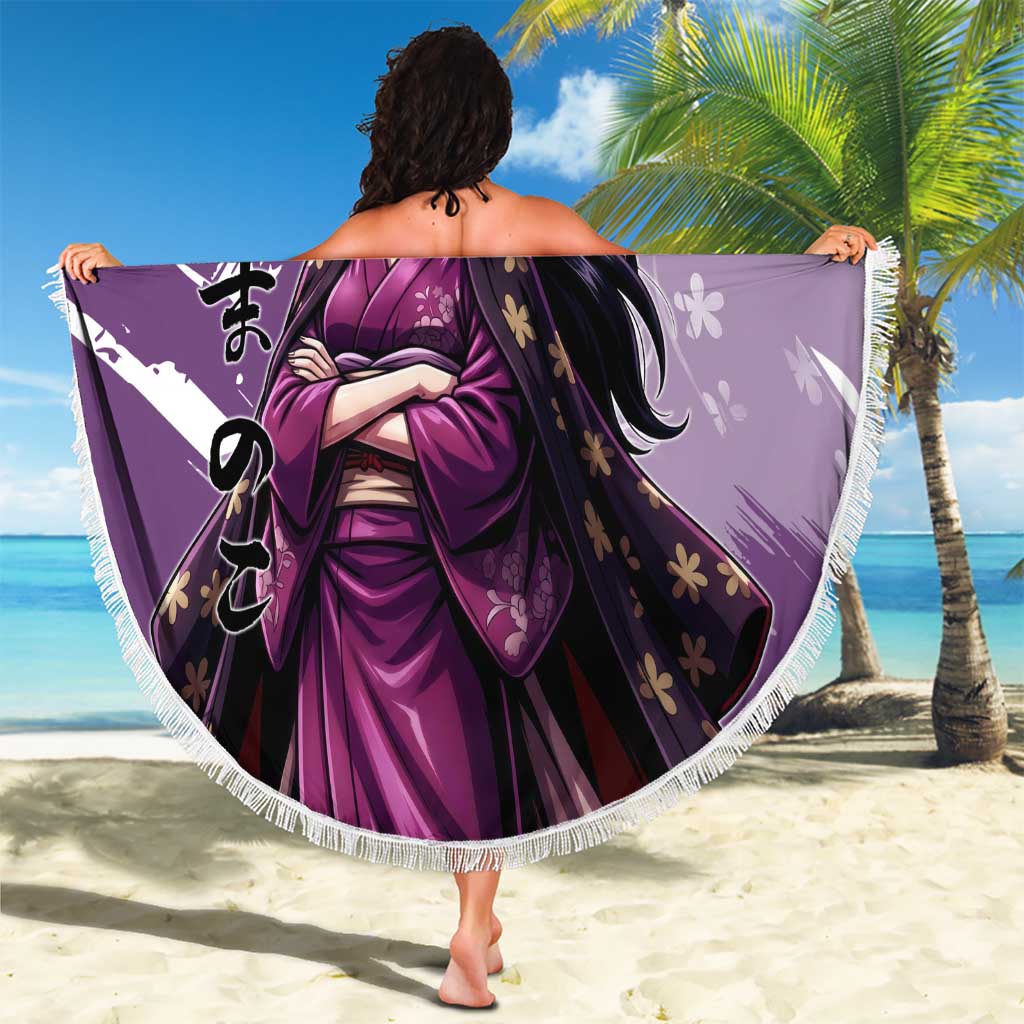 Nico Robin in Wano Kimono Elegance Beach Blanket Demon Child in Regal Purple - One Piece Wano Style