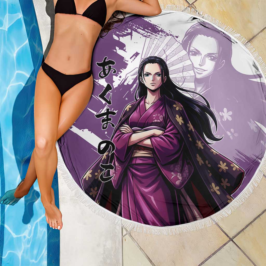 Nico Robin in Wano Kimono Elegance Beach Blanket Demon Child in Regal Purple - One Piece Wano Style