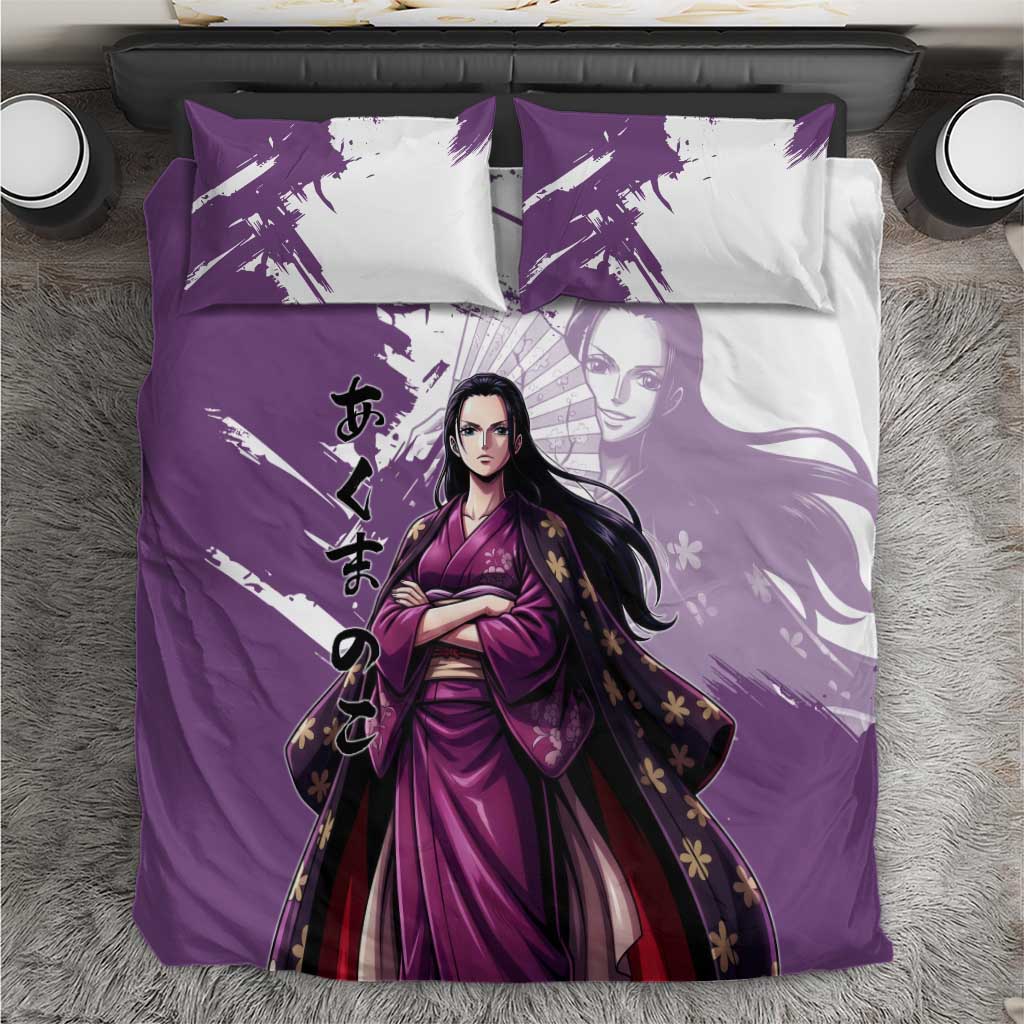 Nico Robin in Wano Kimono Elegance Bedding Set Demon Child in Regal Purple - One Piece Wano Style