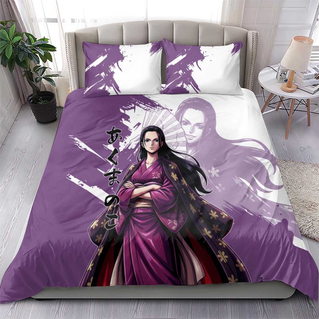 Nico Robin in Wano Kimono Elegance Bedding Set Demon Child in Regal Purple - One Piece Wano Style