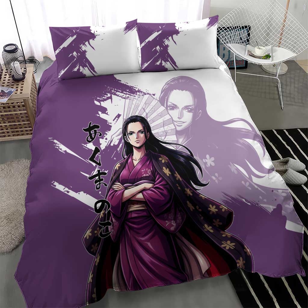 Nico Robin in Wano Kimono Elegance Bedding Set Demon Child in Regal Purple - One Piece Wano Style