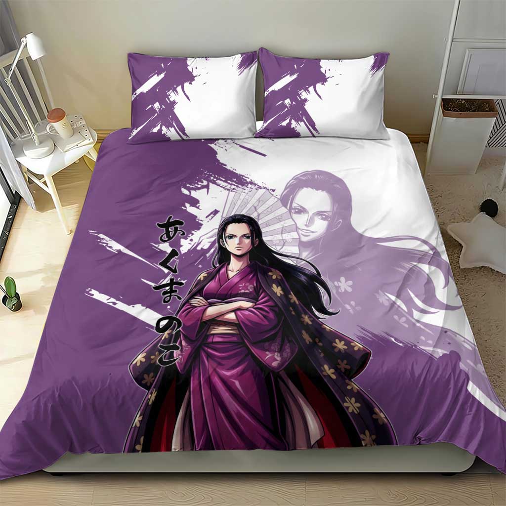 Nico Robin in Wano Kimono Elegance Bedding Set Demon Child in Regal Purple - One Piece Wano Style