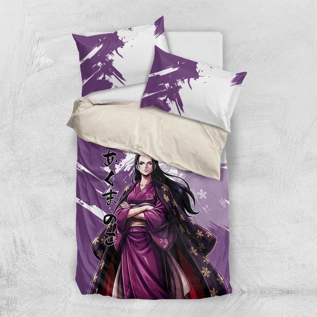 Nico Robin in Wano Kimono Elegance Bedding Set Demon Child in Regal Purple - One Piece Wano Style