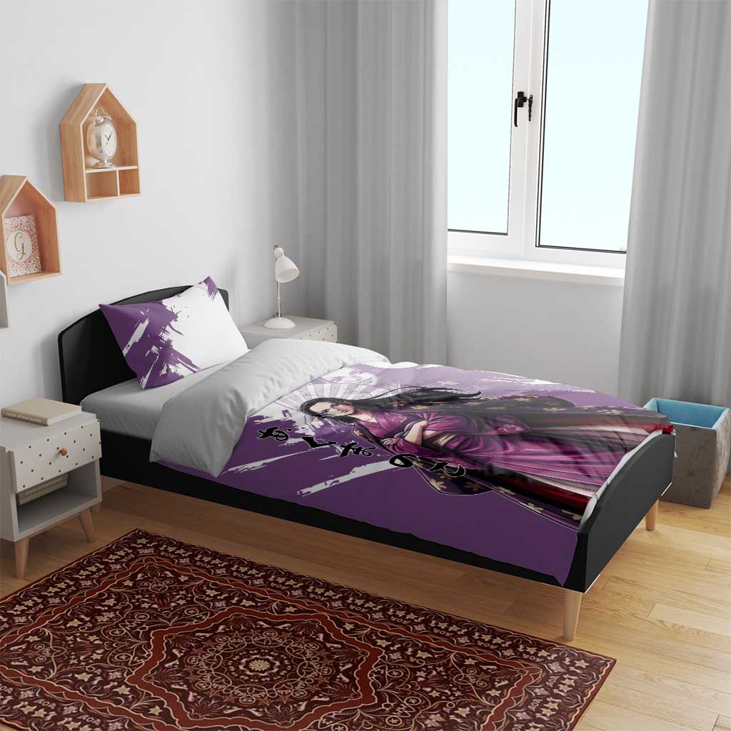 Nico Robin in Wano Kimono Elegance Bedding Set Demon Child in Regal Purple - One Piece Wano Style