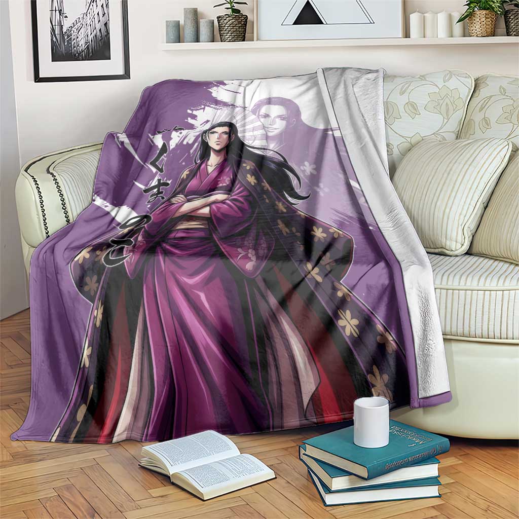 Nico Robin in Wano Kimono Elegance Blanket Demon Child in Regal Purple - One Piece Wano Style