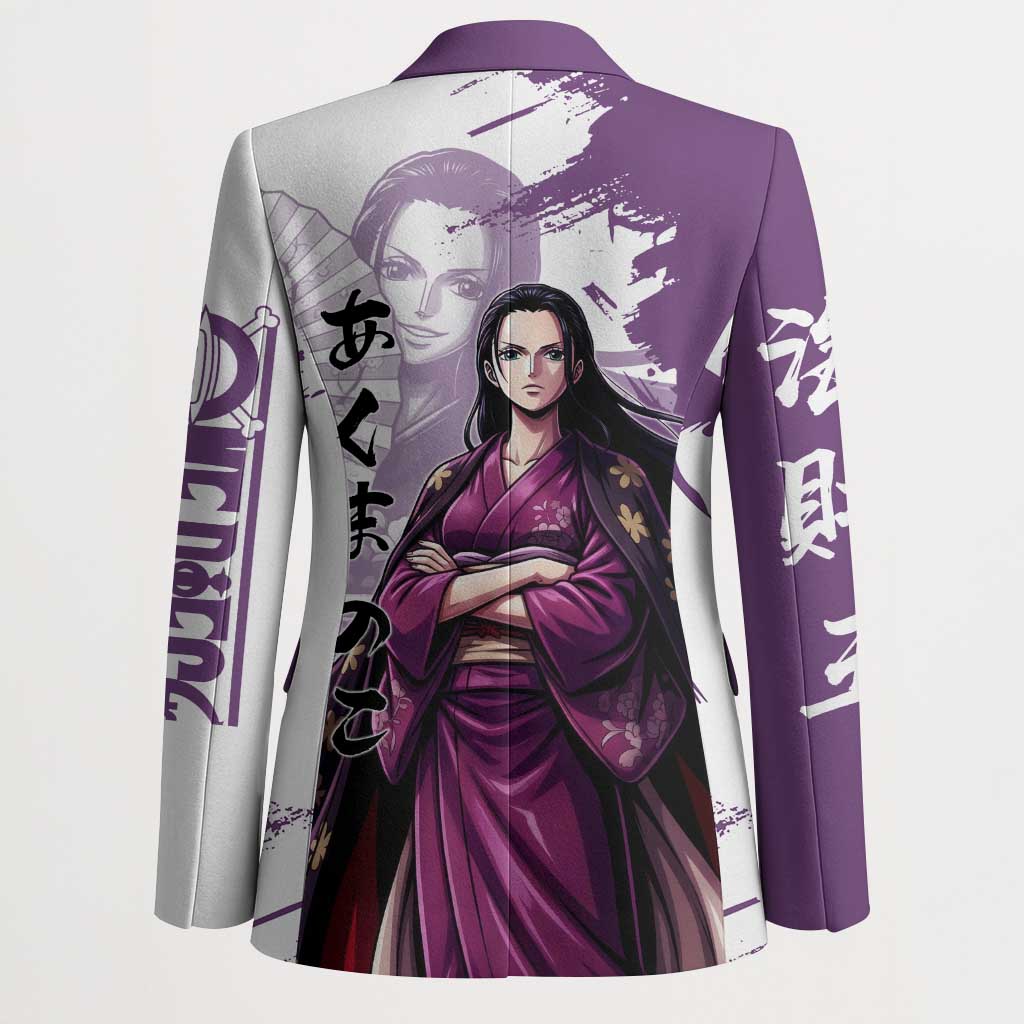 Nico Robin in Wano Kimono Elegance Blazer Demon Child in Regal Purple - One Piece Wano Style