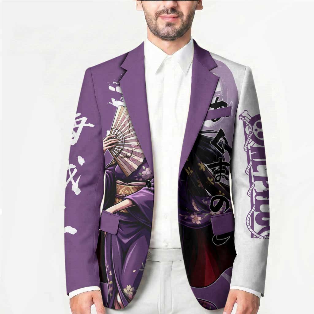 Nico Robin in Wano Kimono Elegance Blazer Demon Child in Regal Purple - One Piece Wano Style
