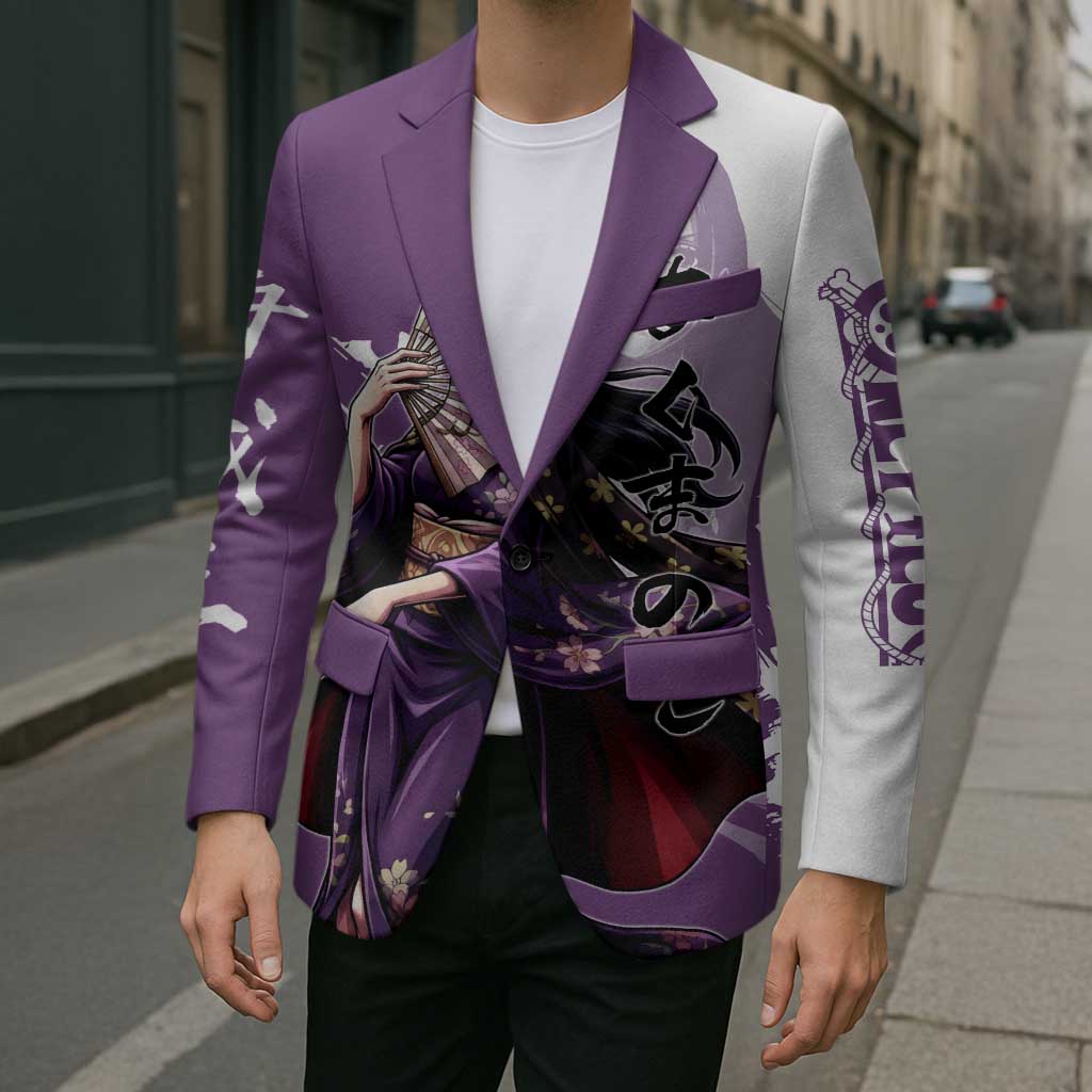 Nico Robin in Wano Kimono Elegance Blazer Demon Child in Regal Purple - One Piece Wano Style