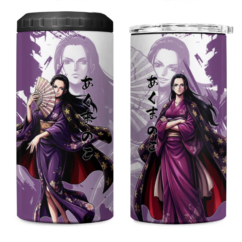 Nico Robin in Wano Kimono Elegance 4 in 1 Can Cooler Tumbler Demon Child in Regal Purple - One Piece Wano Style