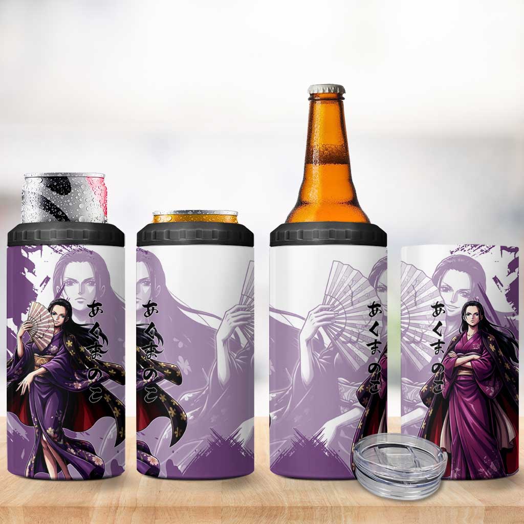 Nico Robin in Wano Kimono Elegance 4 in 1 Can Cooler Tumbler Demon Child in Regal Purple - One Piece Wano Style