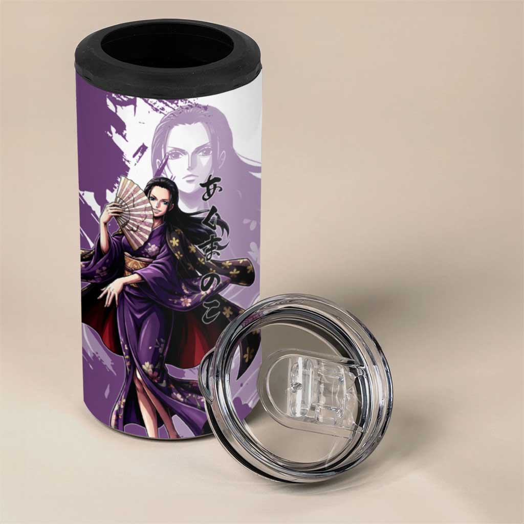 Nico Robin in Wano Kimono Elegance 4 in 1 Can Cooler Tumbler Demon Child in Regal Purple - One Piece Wano Style