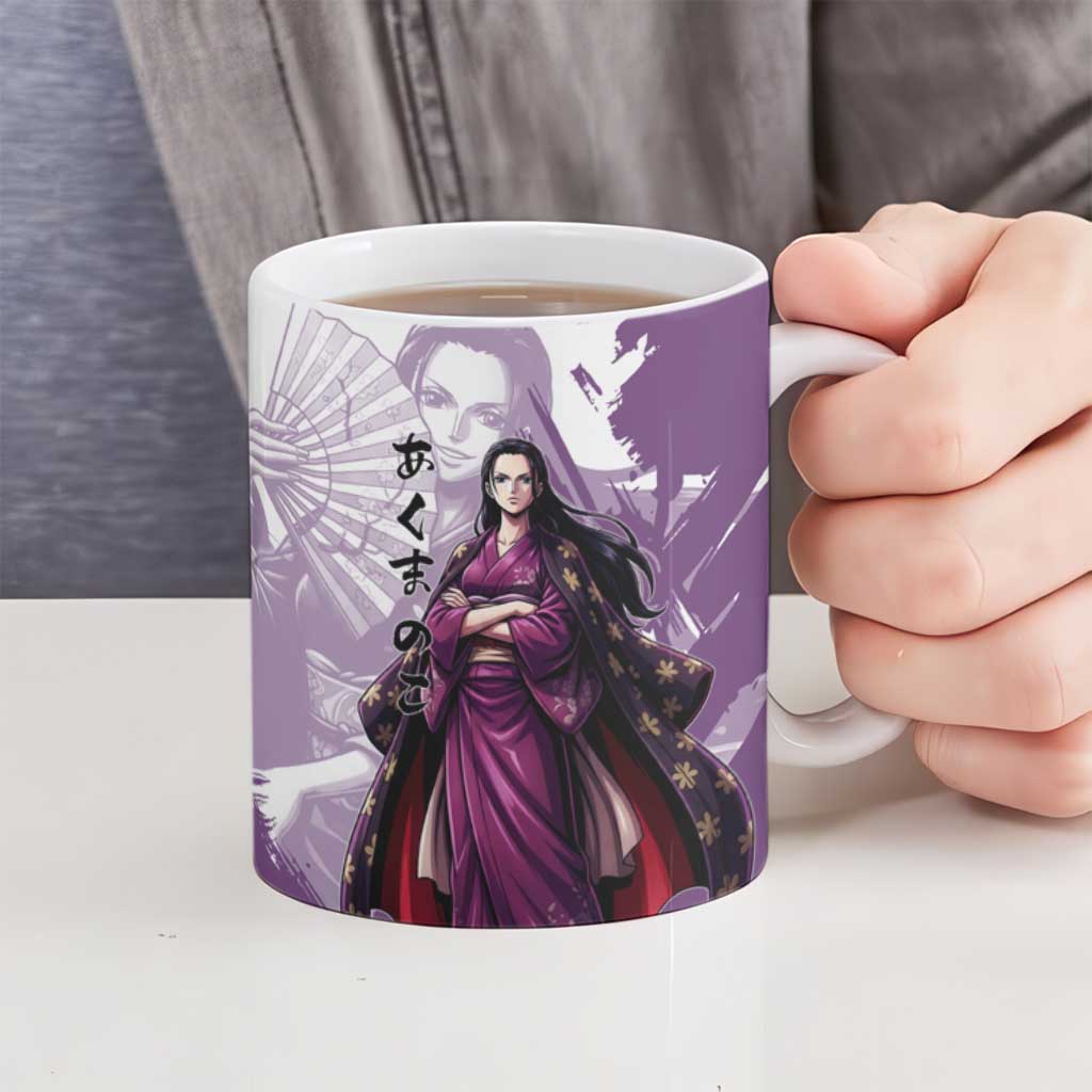 Nico Robin in Wano Kimono Elegance Ceramic Mug Demon Child in Regal Purple - One Piece Wano Style