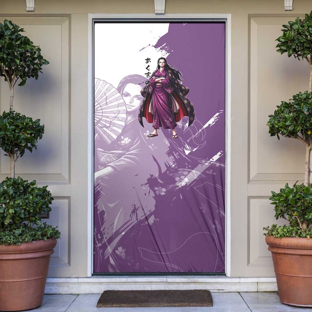 Nico Robin in Wano Kimono Elegance Door Cover Demon Child in Regal Purple - One Piece Wano Style