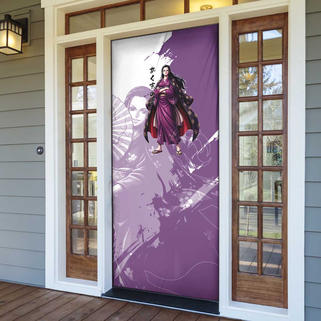 Nico Robin in Wano Kimono Elegance Door Cover Demon Child in Regal Purple - One Piece Wano Style