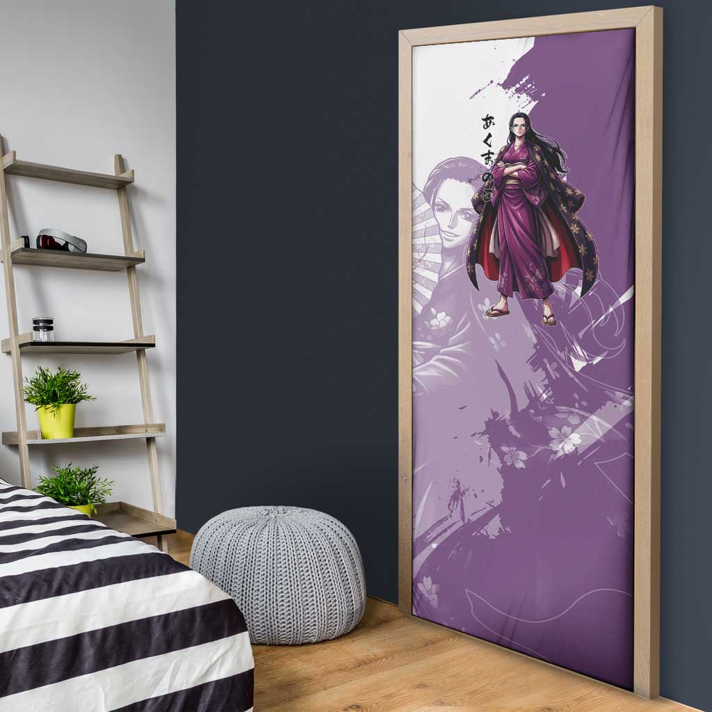 Nico Robin in Wano Kimono Elegance Door Cover Demon Child in Regal Purple - One Piece Wano Style
