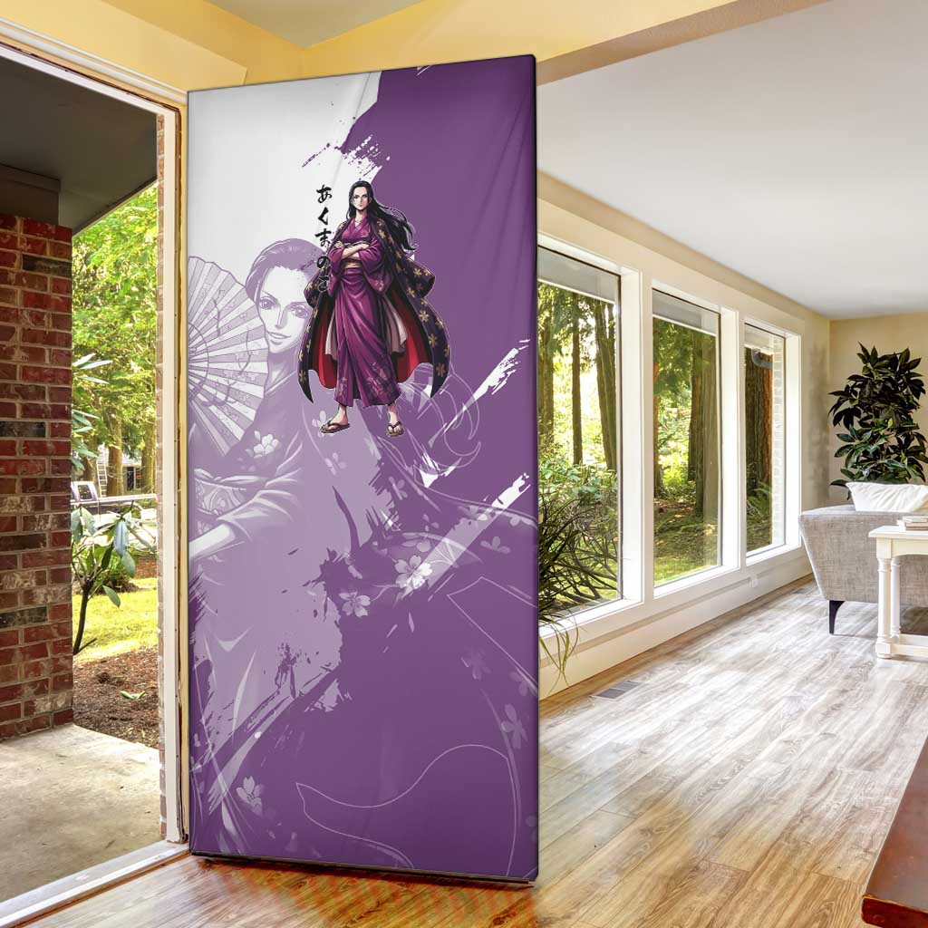 Nico Robin in Wano Kimono Elegance Door Cover Demon Child in Regal Purple - One Piece Wano Style