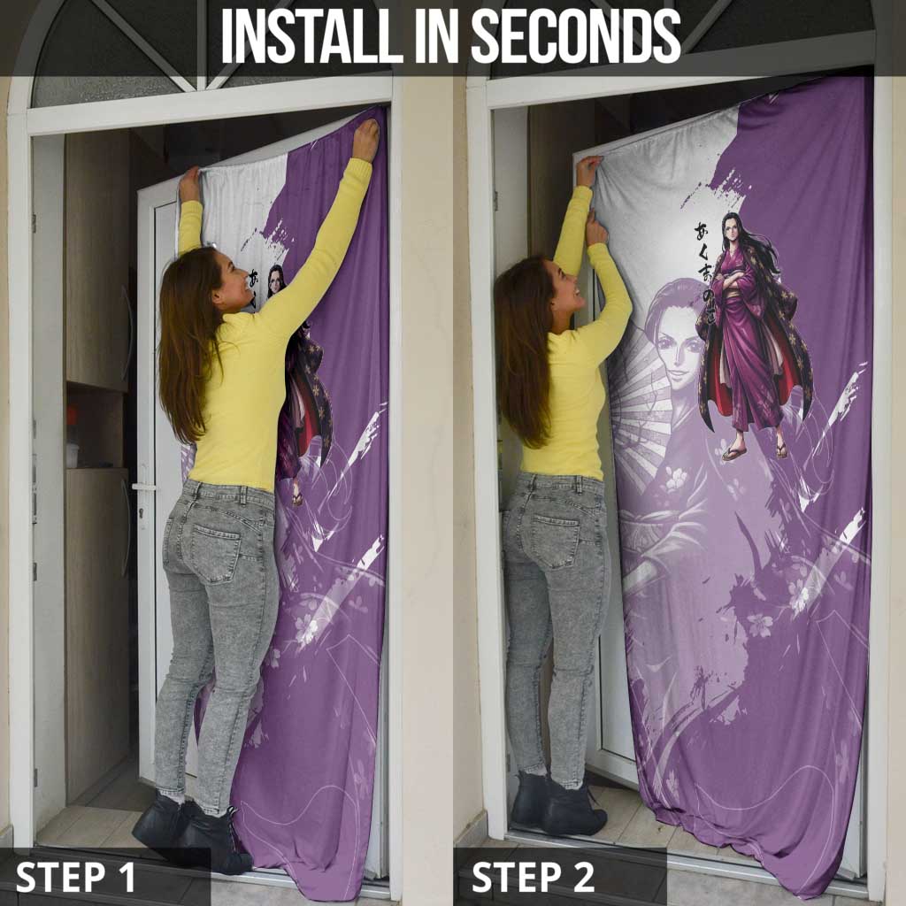 Nico Robin in Wano Kimono Elegance Door Cover Demon Child in Regal Purple - One Piece Wano Style