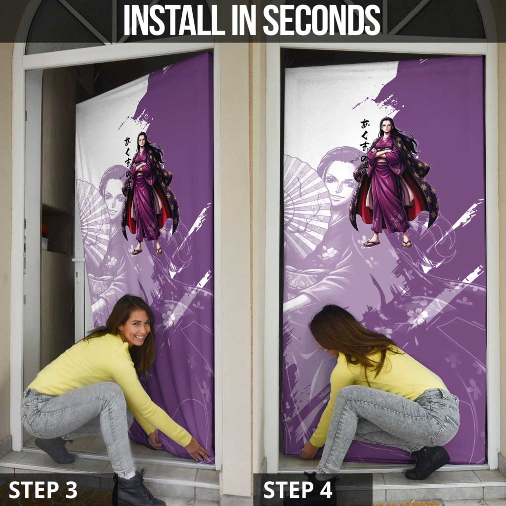 Nico Robin in Wano Kimono Elegance Door Cover Demon Child in Regal Purple - One Piece Wano Style