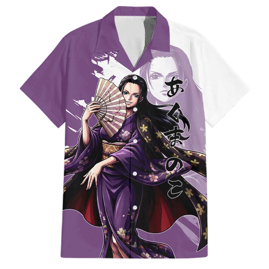 Nico Robin in Wano Kimono Elegance Family Matching Mermaid Dress and Hawaiian Shirt Demon Child in Regal Purple - One Piece Wano Style
