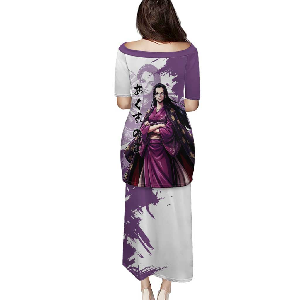 Nico Robin in Wano Kimono Elegance Family Matching Puletasi and Hawaiian Shirt Demon Child in Regal Purple - One Piece Wano Style
