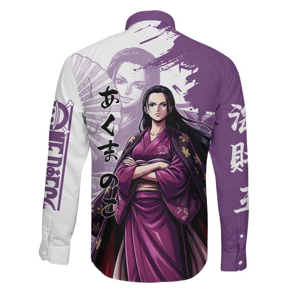 Nico Robin in Wano Kimono Elegance Family Matching Summer Maxi Dress and Hawaiian Shirt Demon Child in Regal Purple - One Piece Wano Style