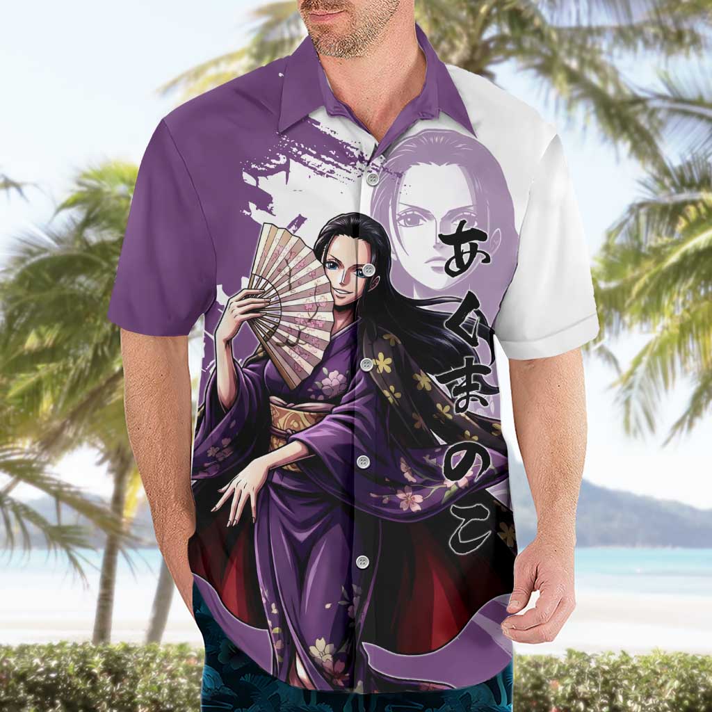 Nico Robin in Wano Kimono Elegance Hawaiian Shirt Demon Child in Regal Purple - One Piece Wano Style