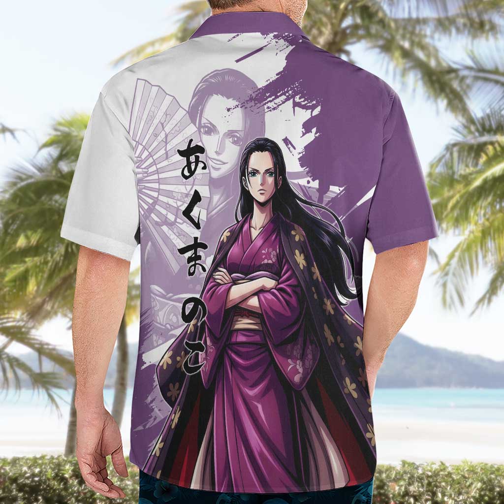Nico Robin in Wano Kimono Elegance Hawaiian Shirt Demon Child in Regal Purple - One Piece Wano Style