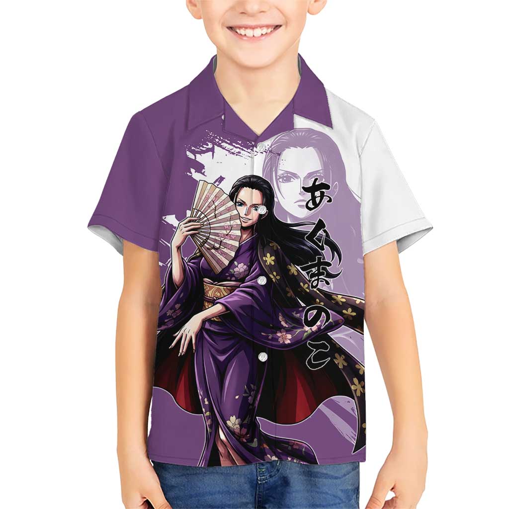 Nico Robin in Wano Kimono Elegance Hawaiian Shirt Demon Child in Regal Purple - One Piece Wano Style
