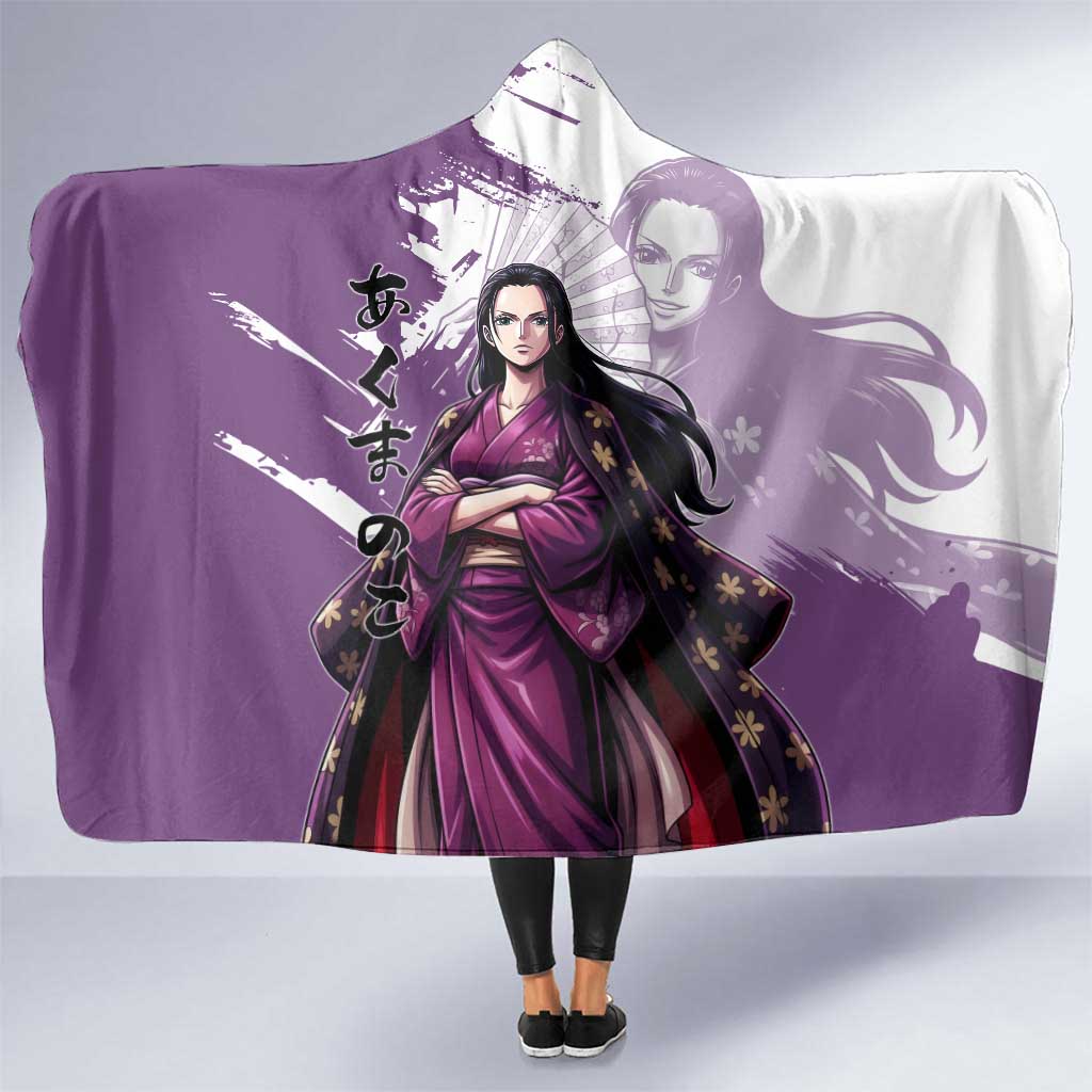 Nico Robin in Wano Kimono Elegance Hooded Blanket Demon Child in Regal Purple - One Piece Wano Style