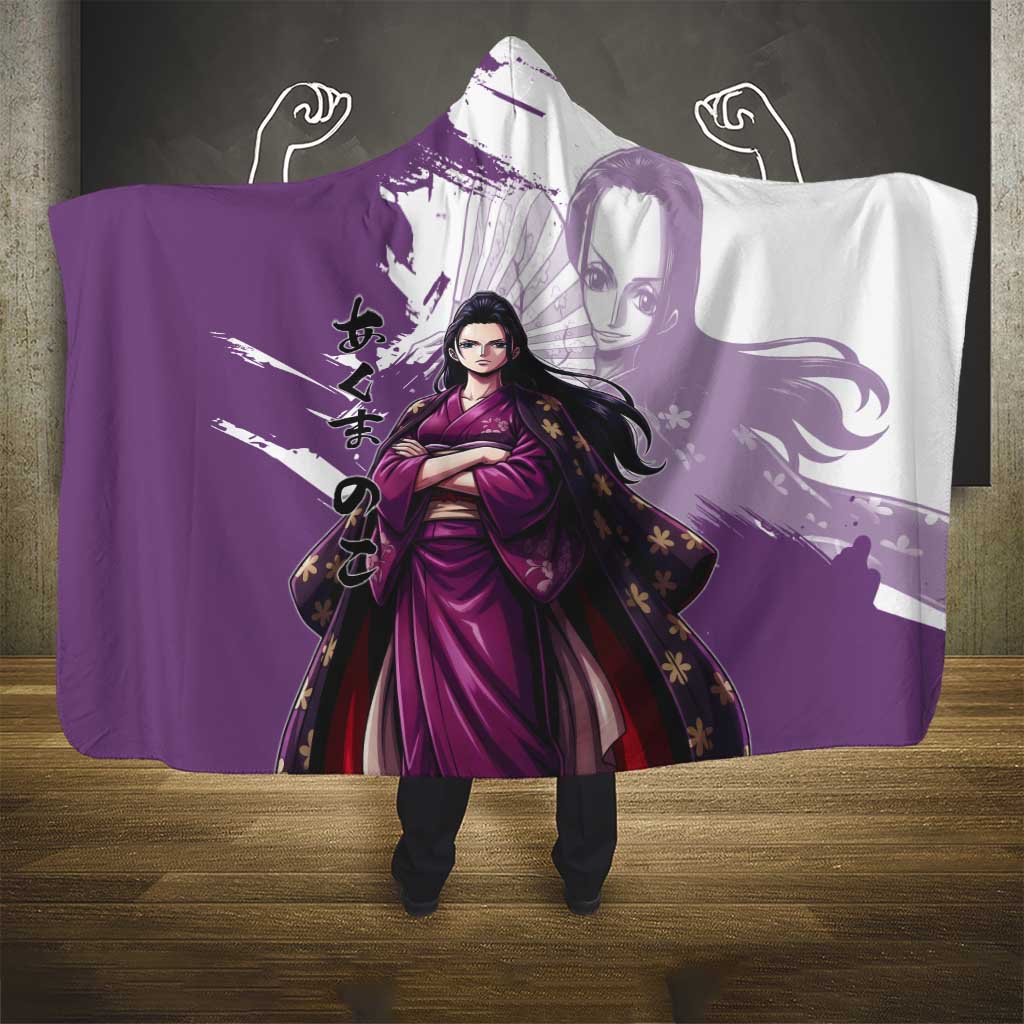 Nico Robin in Wano Kimono Elegance Hooded Blanket Demon Child in Regal Purple - One Piece Wano Style