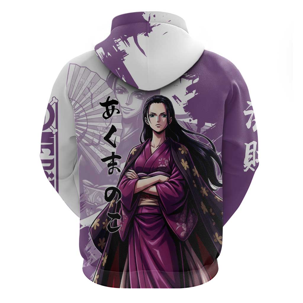 Nico Robin in Wano Kimono Elegance Hoodie Demon Child in Regal Purple - One Piece Wano Style