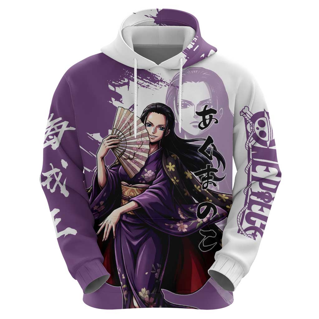 Nico Robin in Wano Kimono Elegance Hoodie Demon Child in Regal Purple - One Piece Wano Style