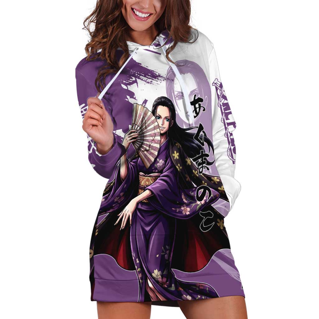 Nico Robin in Wano Kimono Elegance Hoodie Dress Demon Child in Regal Purple - One Piece Wano Style