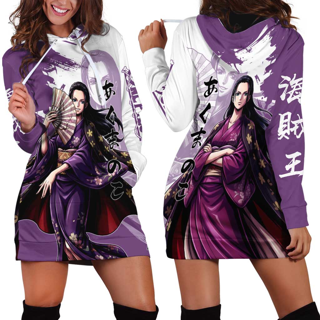 Nico Robin in Wano Kimono Elegance Hoodie Dress Demon Child in Regal Purple - One Piece Wano Style