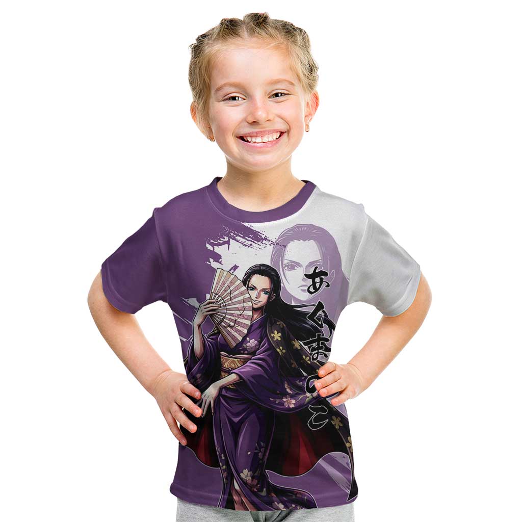 Nico Robin in Wano Kimono Elegance Kid T Shirt Demon Child in Regal Purple - One Piece Wano Style