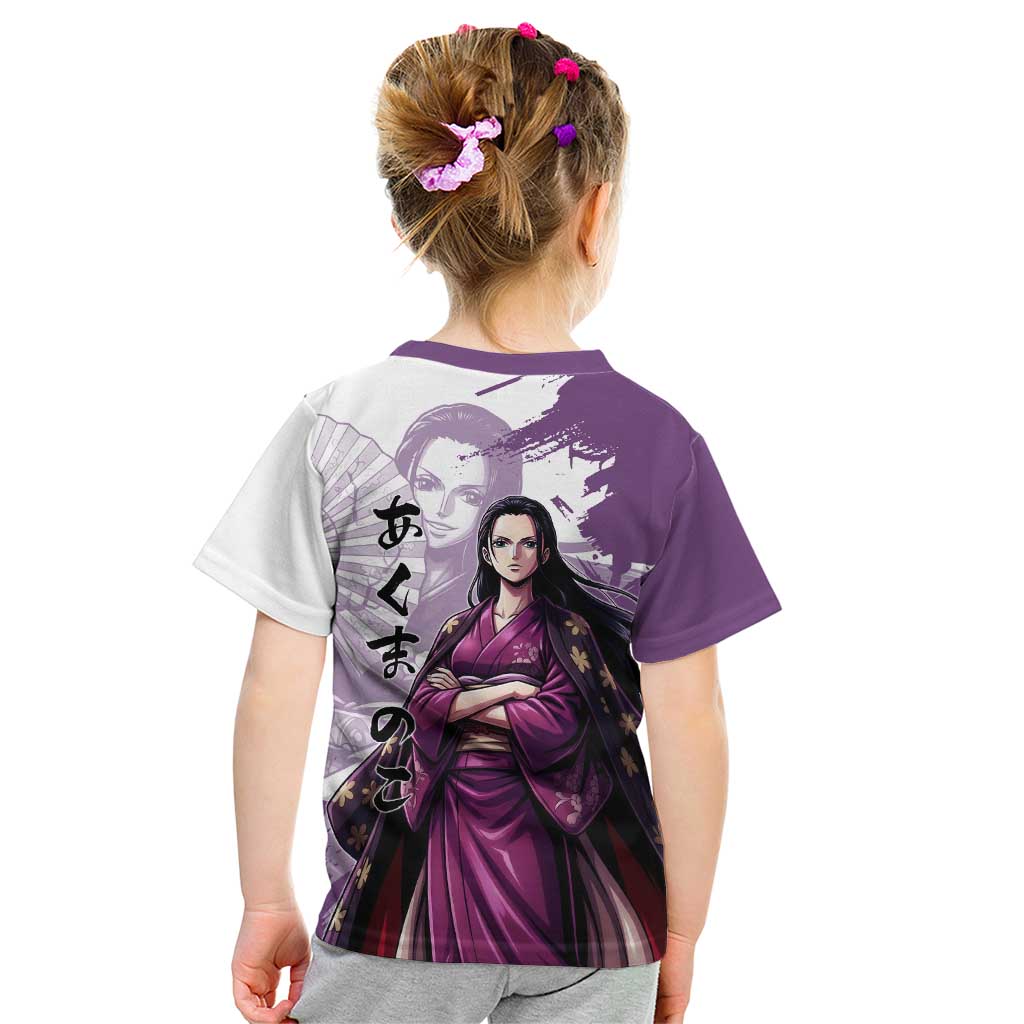 Nico Robin in Wano Kimono Elegance Kid T Shirt Demon Child in Regal Purple - One Piece Wano Style