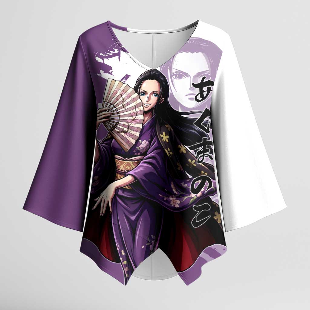 Nico Robin in Wano Kimono Elegance Kimono Sleeve Blouse Demon Child in Regal Purple - One Piece Wano Style