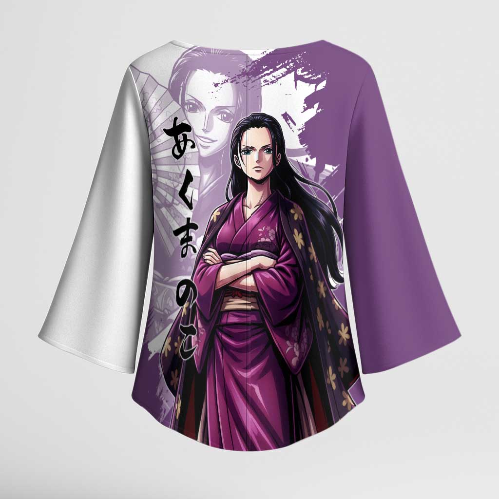 Nico Robin in Wano Kimono Elegance Kimono Sleeve Blouse Demon Child in Regal Purple - One Piece Wano Style