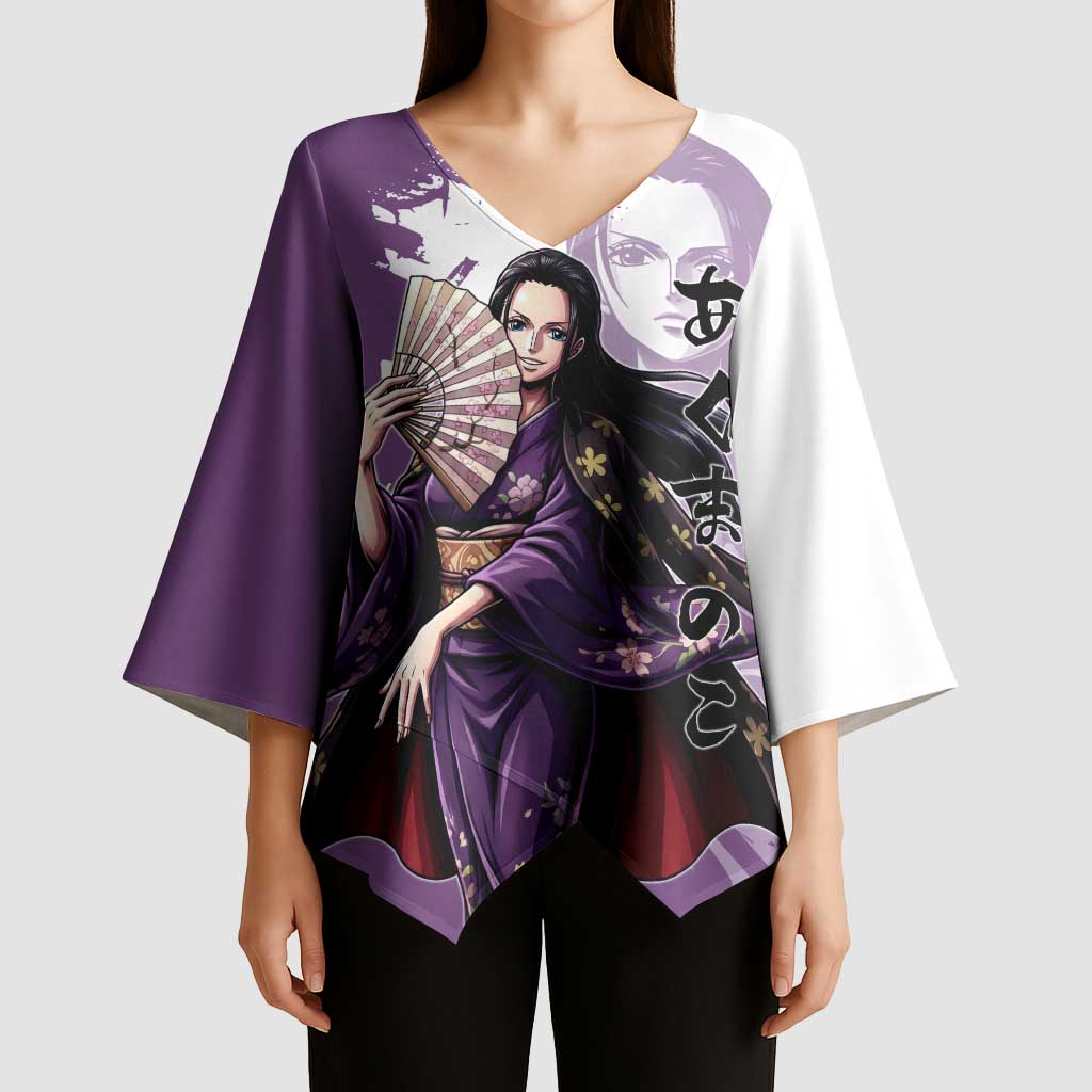 Nico Robin in Wano Kimono Elegance Kimono Sleeve Blouse Demon Child in Regal Purple - One Piece Wano Style
