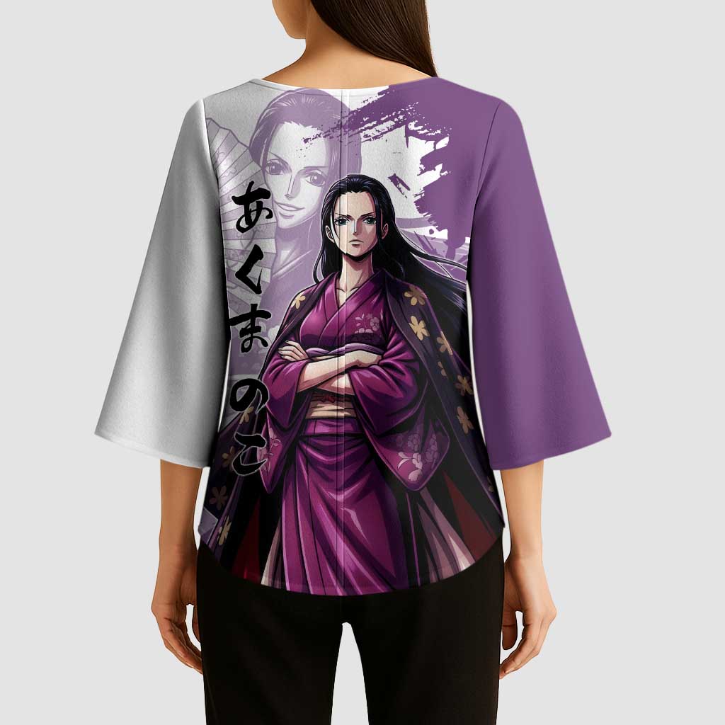 Nico Robin in Wano Kimono Elegance Kimono Sleeve Blouse Demon Child in Regal Purple - One Piece Wano Style