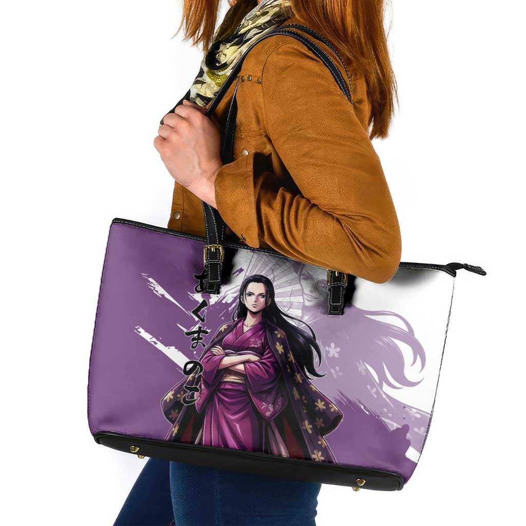 Nico Robin in Wano Kimono Elegance Leather Tote Bag Demon Child in Regal Purple - One Piece Wano Style
