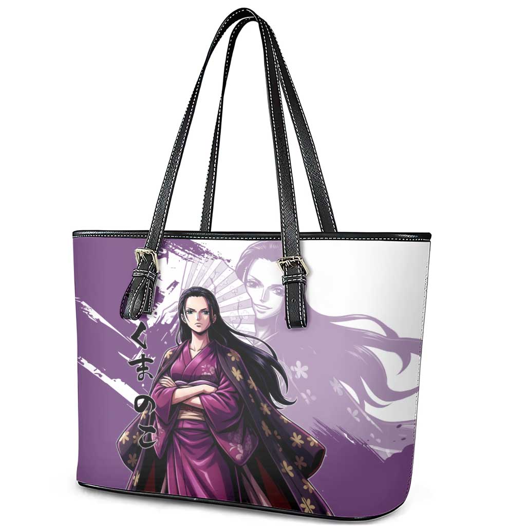 Nico Robin in Wano Kimono Elegance Leather Tote Bag Demon Child in Regal Purple - One Piece Wano Style