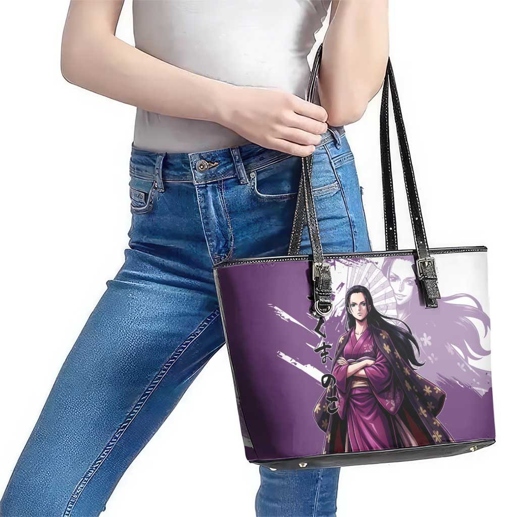 Nico Robin in Wano Kimono Elegance Leather Tote Bag Demon Child in Regal Purple - One Piece Wano Style