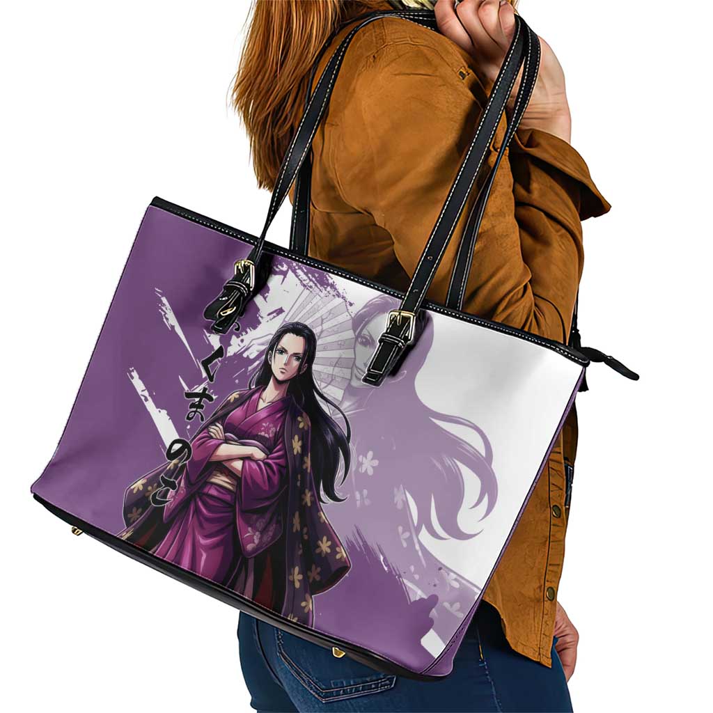 Nico Robin in Wano Kimono Elegance Leather Tote Bag Demon Child in Regal Purple - One Piece Wano Style