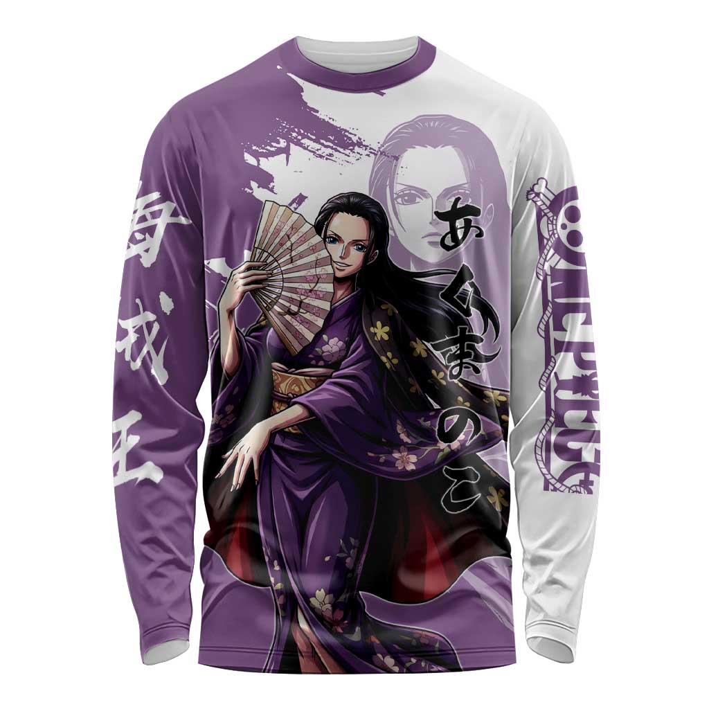 Nico Robin in Wano Kimono Elegance Long Sleeve Shirt Demon Child in Regal Purple - One Piece Wano Style
